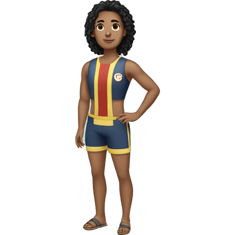 Lifeguard, non-binary, black hair emoji