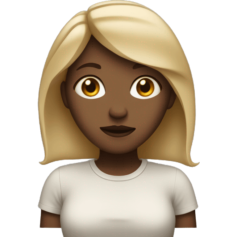 Dark blond girl shrugging emoji