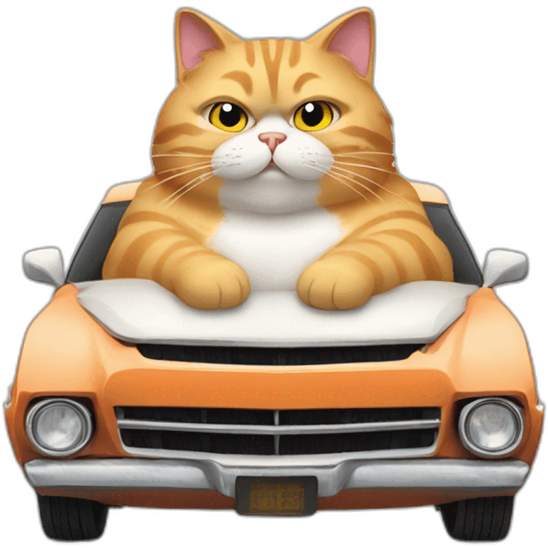 Fast and Furious fluffy fat cat in a car emoji