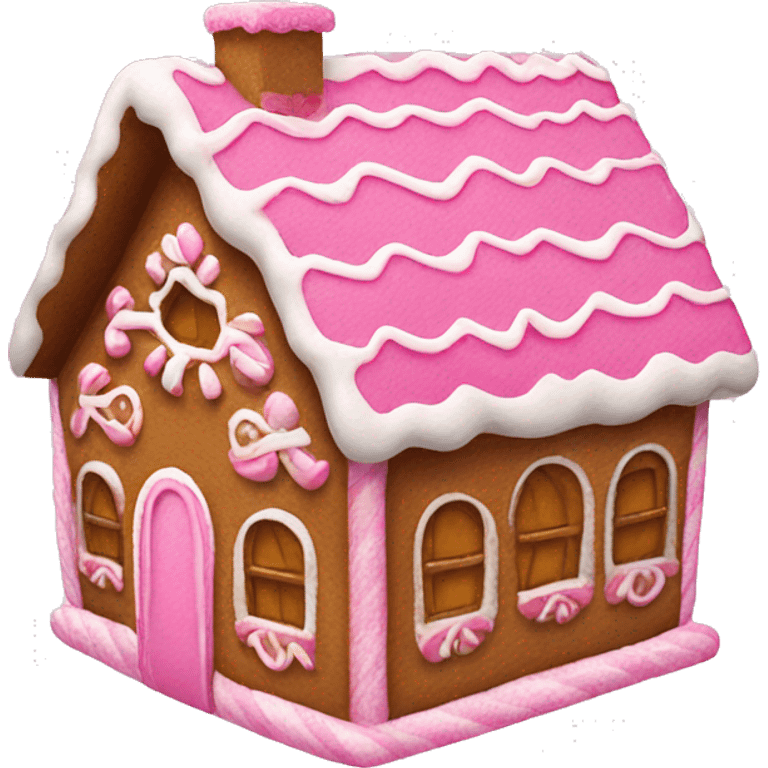 A pink gingerbread house emoji