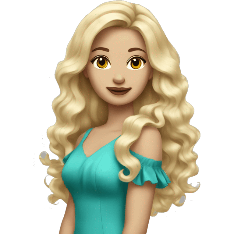 Blonde girl long wave hair Tiffany dress emoji