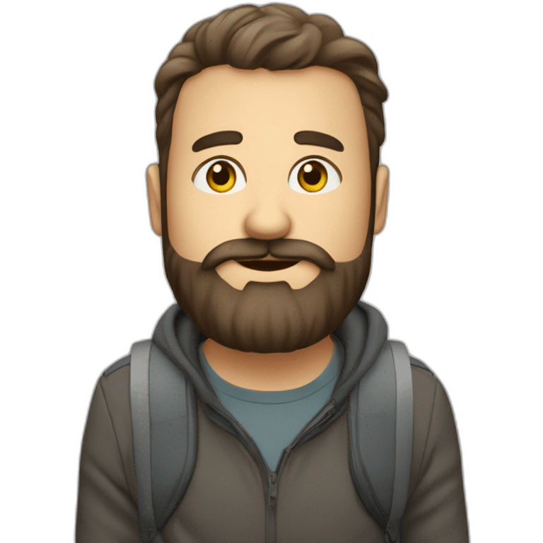 Grosse personne avec de la barbe qui montre les bus emoji