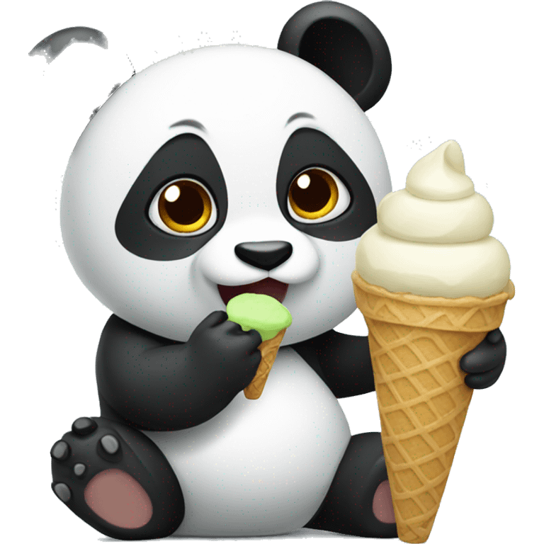 Panda eating ice cream emoji