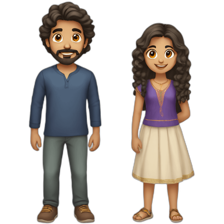 indian gujarati 21 year old brother with a beard and teenager sister with wavy hair emoji