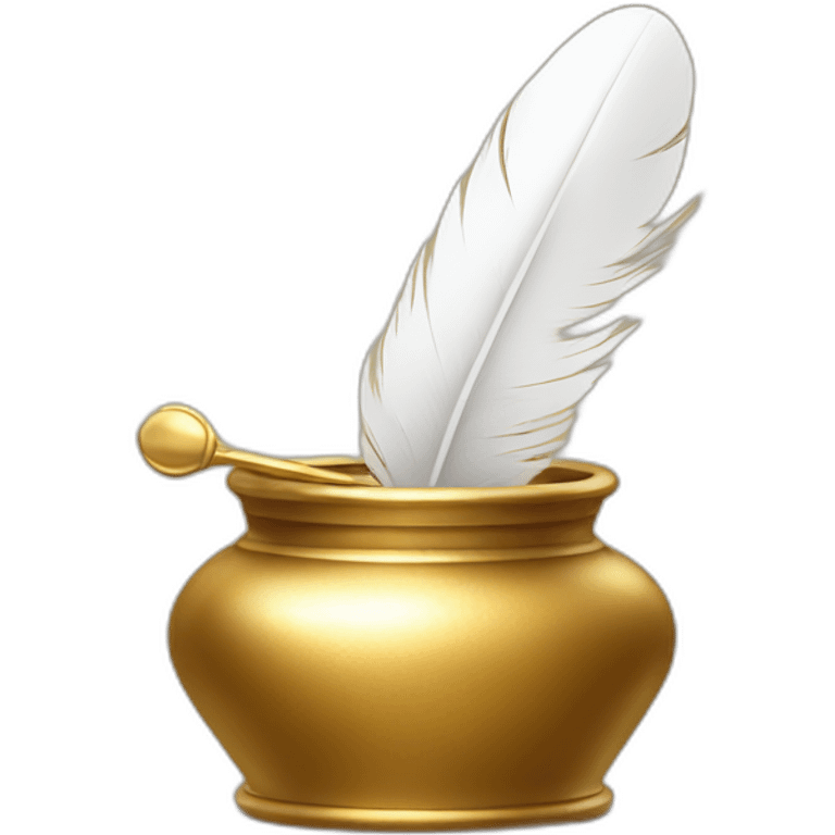 gold inkpot white feathers emoji