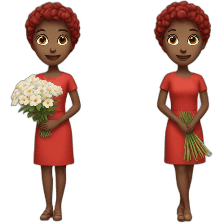 red girls with a bouquet emoji