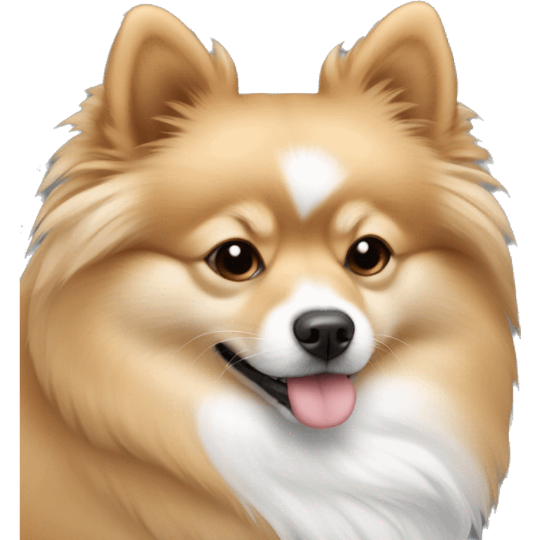 pomeranian-spitz mix light brown and white with gray ears sleeping emoji