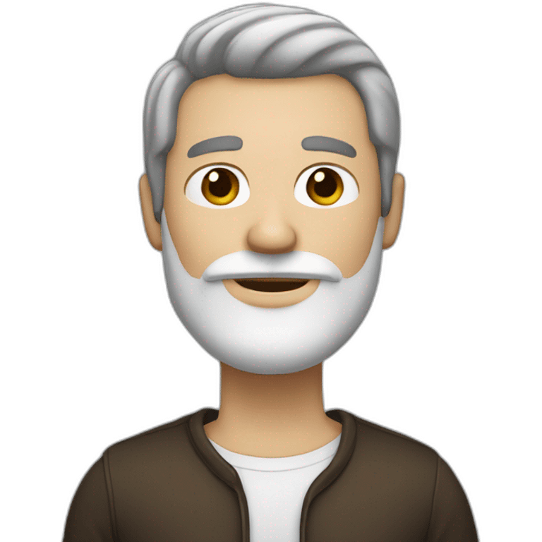 Darkbrown-haired man with white beard emoji