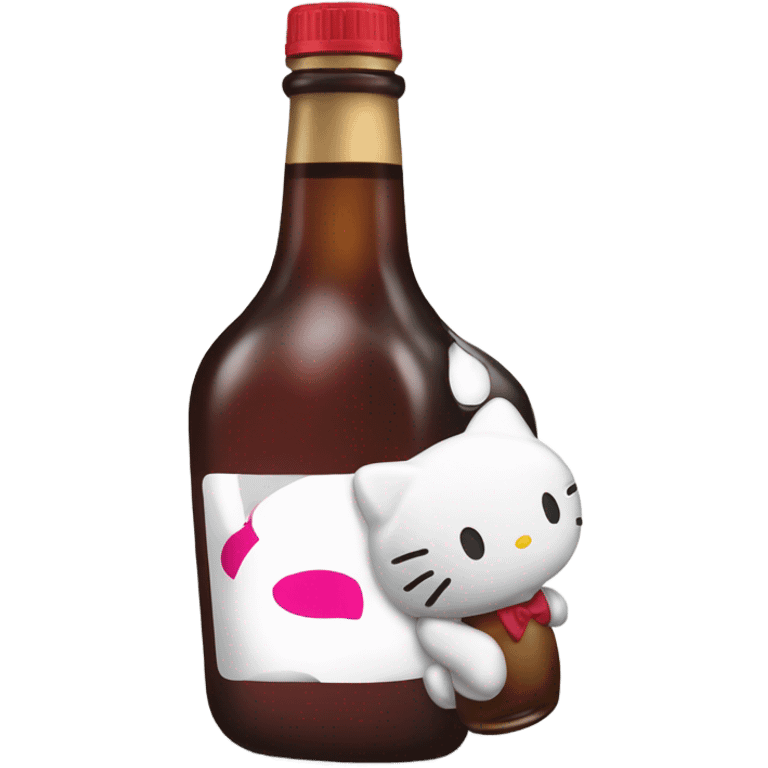 Hello kitty crying tears sad holding Hennessy bottle😭  emoji