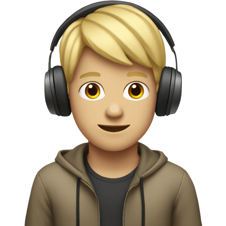 Blonde boy listening to headphones emoji