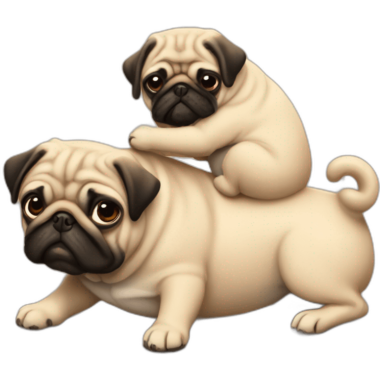 Abrazo  familiar de pugs emoji