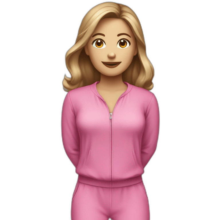 Woman dark blond hair  pink  full body jumpsuit emoji