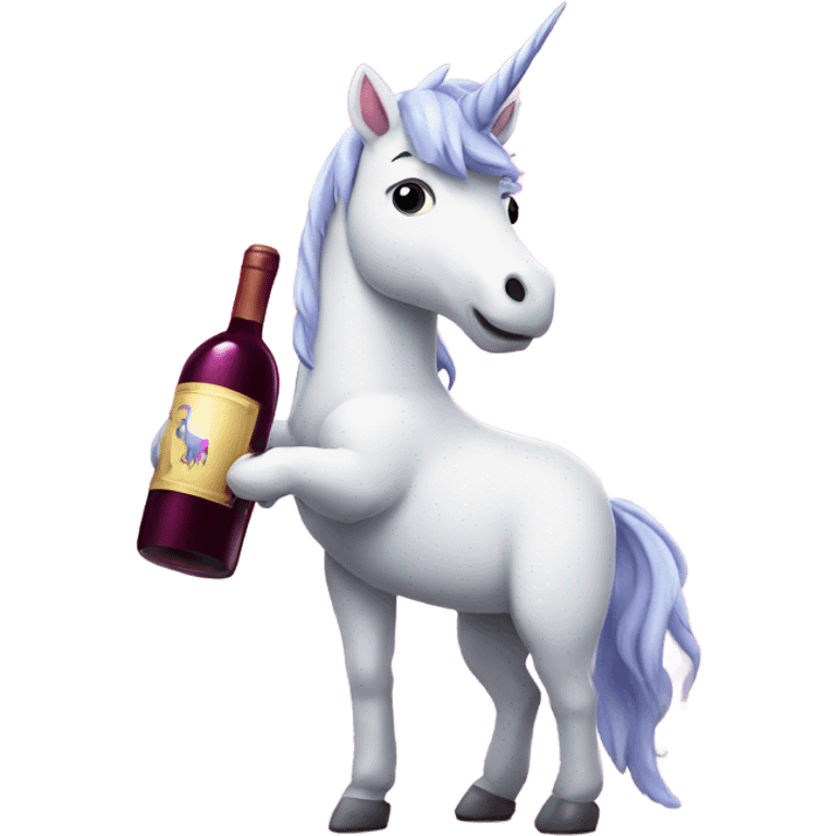 Unicorn with a bottle of wine emoji