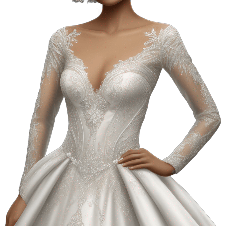 Hyper Realistic ornate ballgown long sleeve Wedding dress displays with diamanté dress only emoji