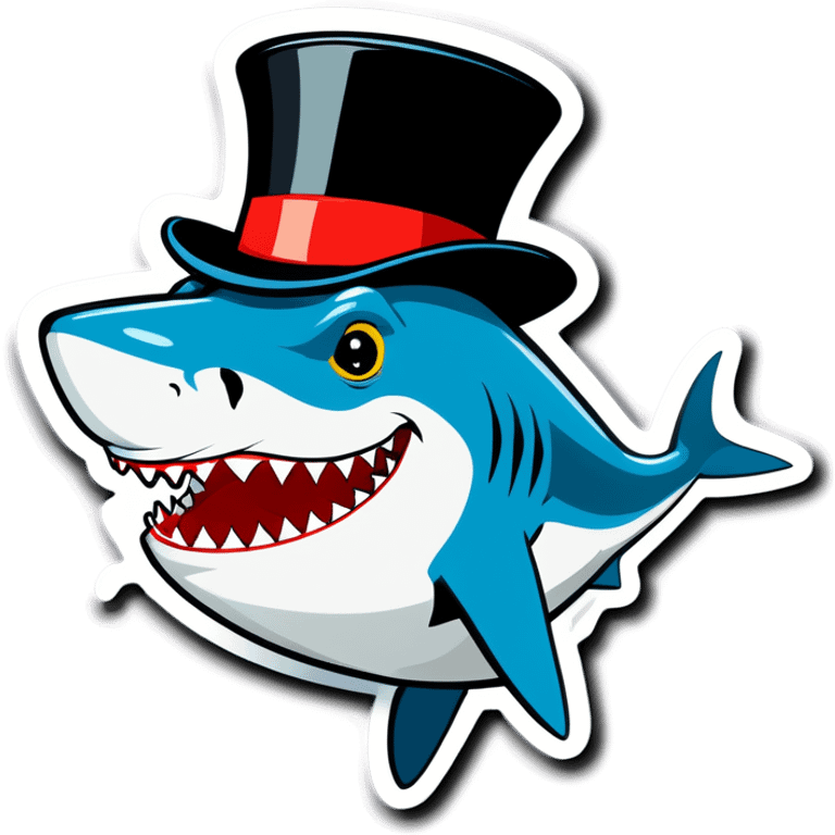 Shark with a top hat emoji