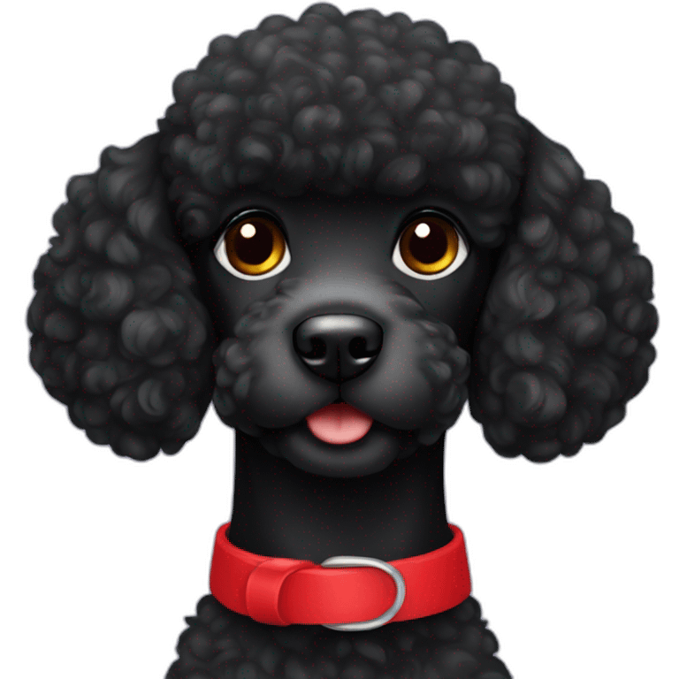 A cute black poodle with red collar emoji