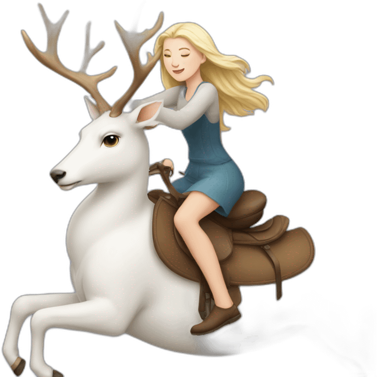 A white girl riding the White deer emoji