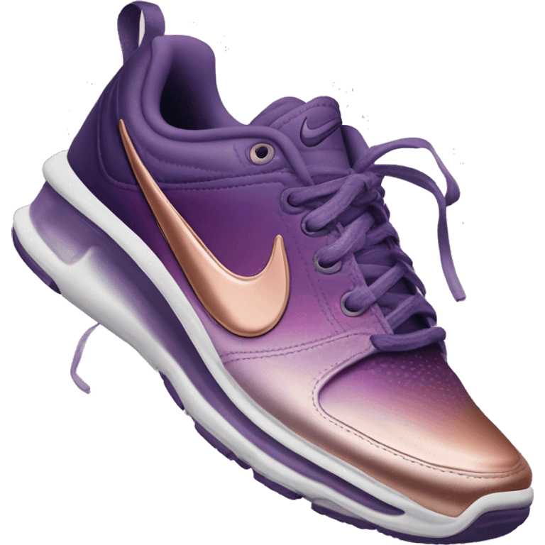 photorealistic pair of metallic dark purple to rose gold ombre Nike Sneakers emoji