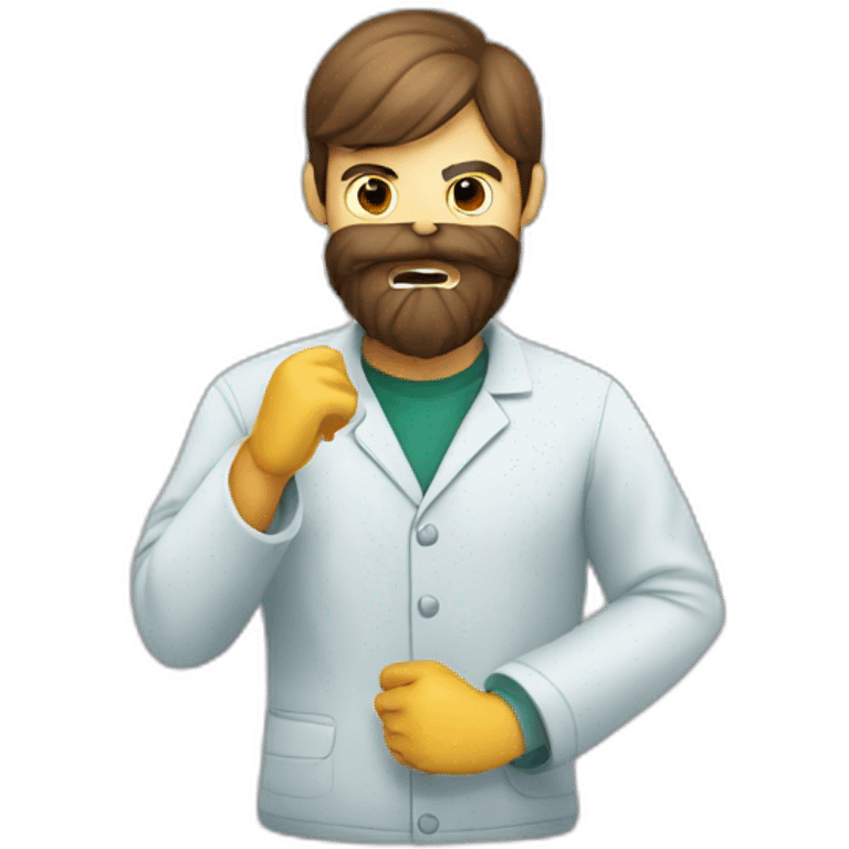 man with beard fighting a virus emoji