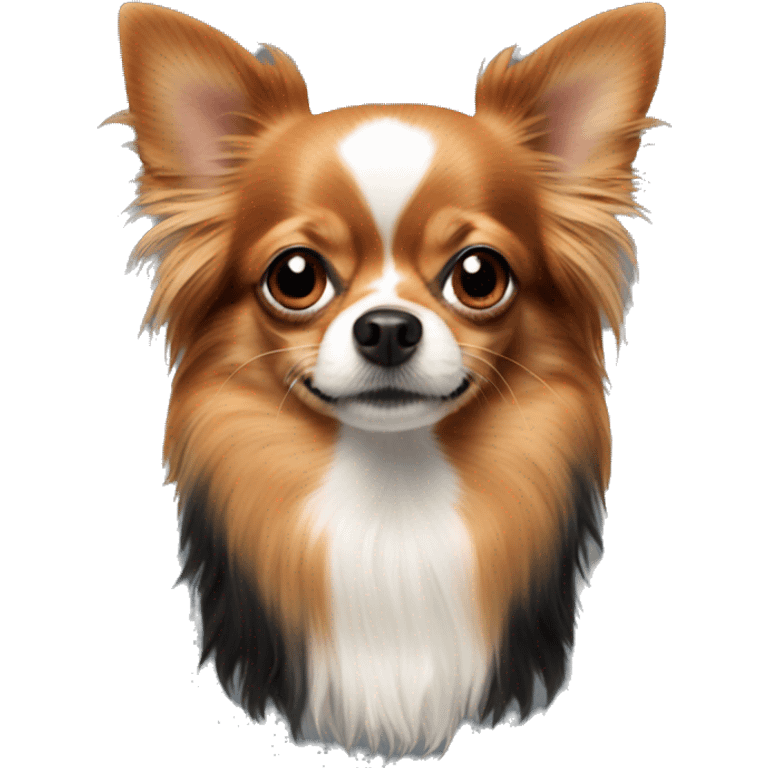 red and black long-haired chihuahua face emoji