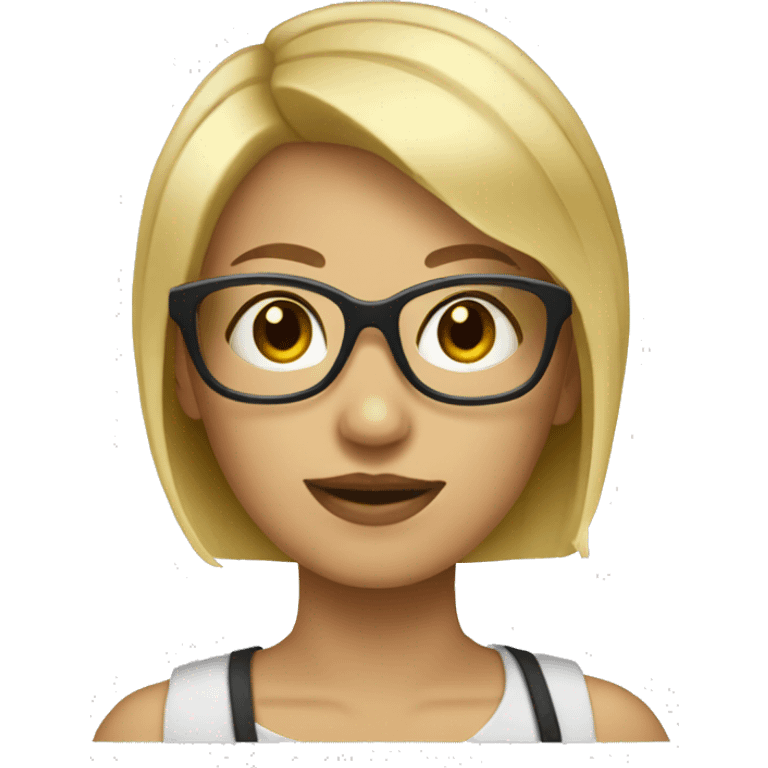 blonde girl with short hair and glases emoji