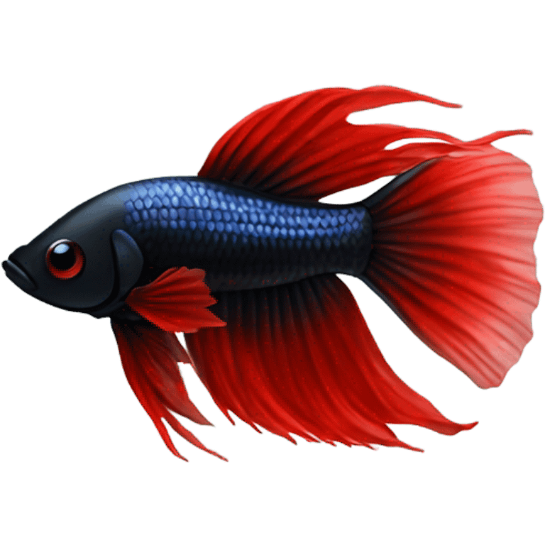 Black betta fish short fins tiny red lines  emoji