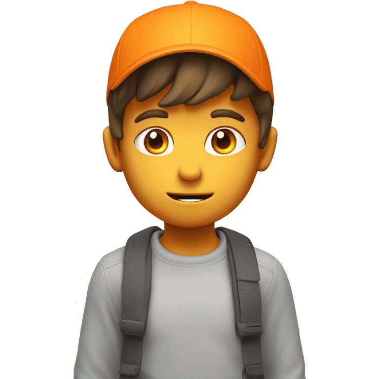 A boy think and emotional 3d image background colour orange  emoji