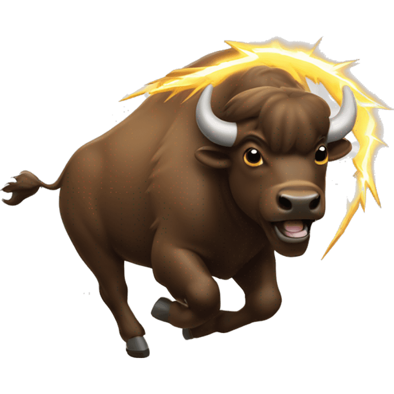 Buffalo running with lightening with word DO written on in emoji