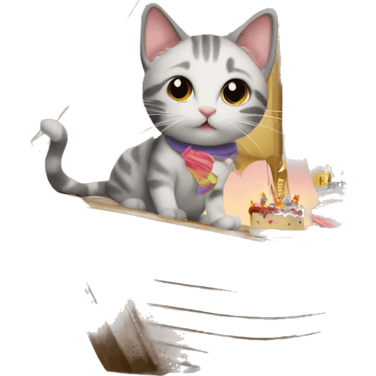 cat having a birthday party on a sailboat emoji