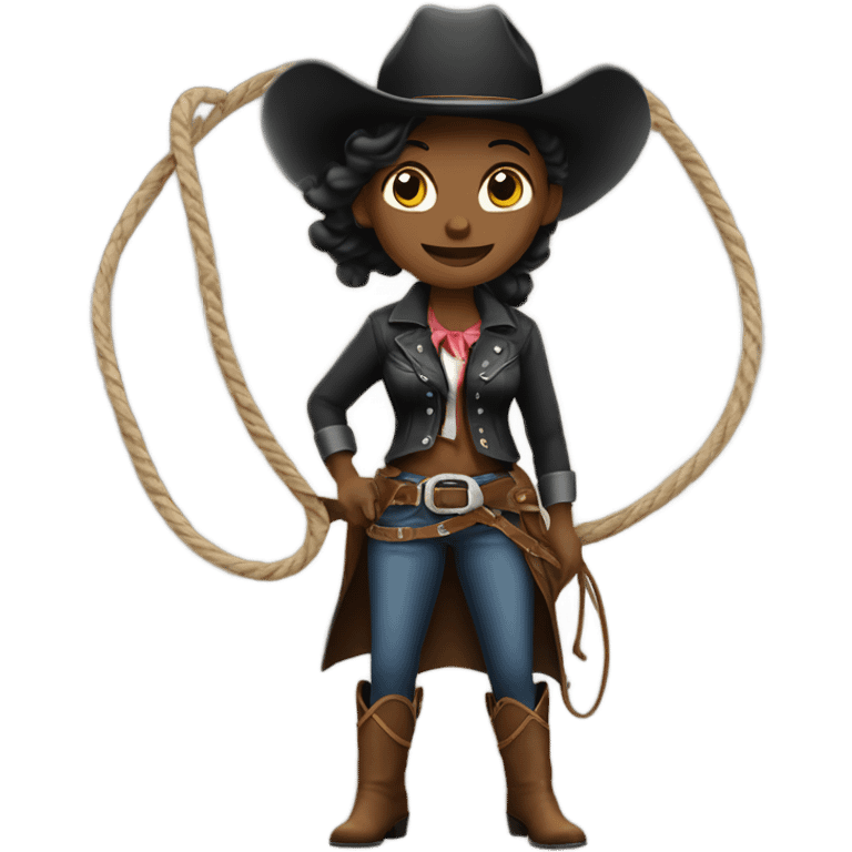 Black cowgirl with a lasso emoji