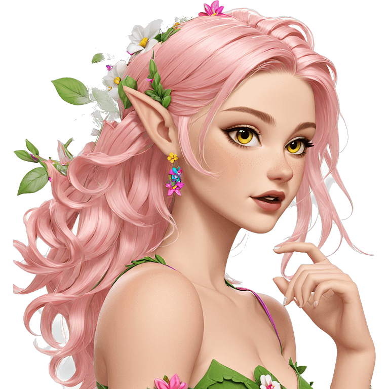 elf girl with flower accessory emoji