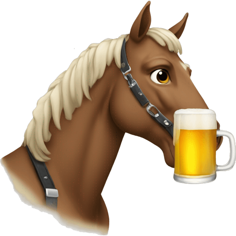 Horse drinking beer emoji