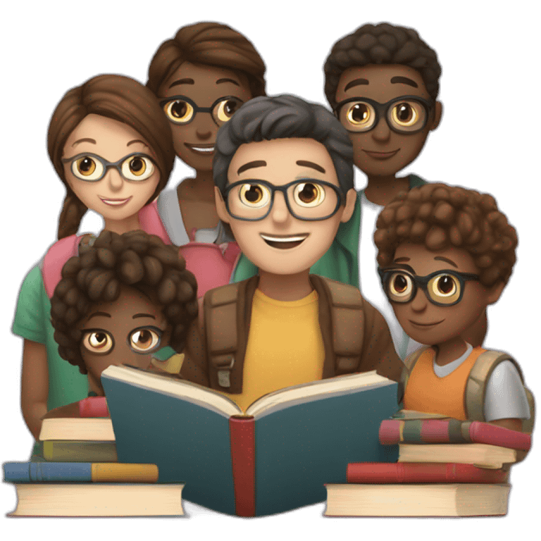 Group of people reading books emoji