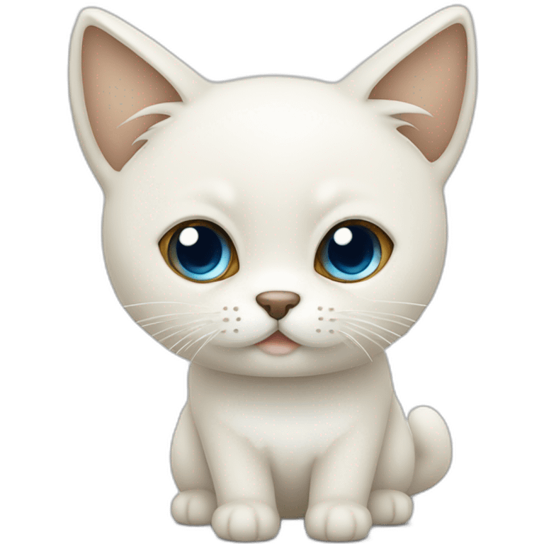 mignon chat blanc et beige aux yeux bleu emoji