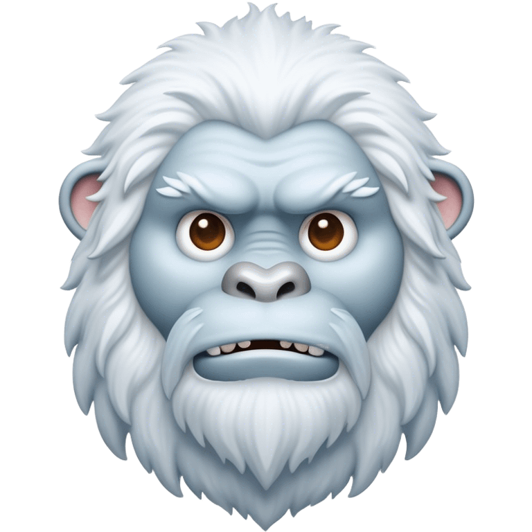 Cinematic Noble Yeti Portrait Emoji, Grand and enigmatic, with a towering, snow-dusted figure in pristine whites and cool blues, exuding ancient, mystical wisdom and stoic majesty, simplified yet exquisitely detailed with frosty textures, glowing with a gentle, icy outline that captures the awe-inspiring presence of a guardian of the frozen wilds! emoji