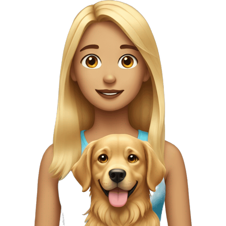 Girl with golden retriever  emoji