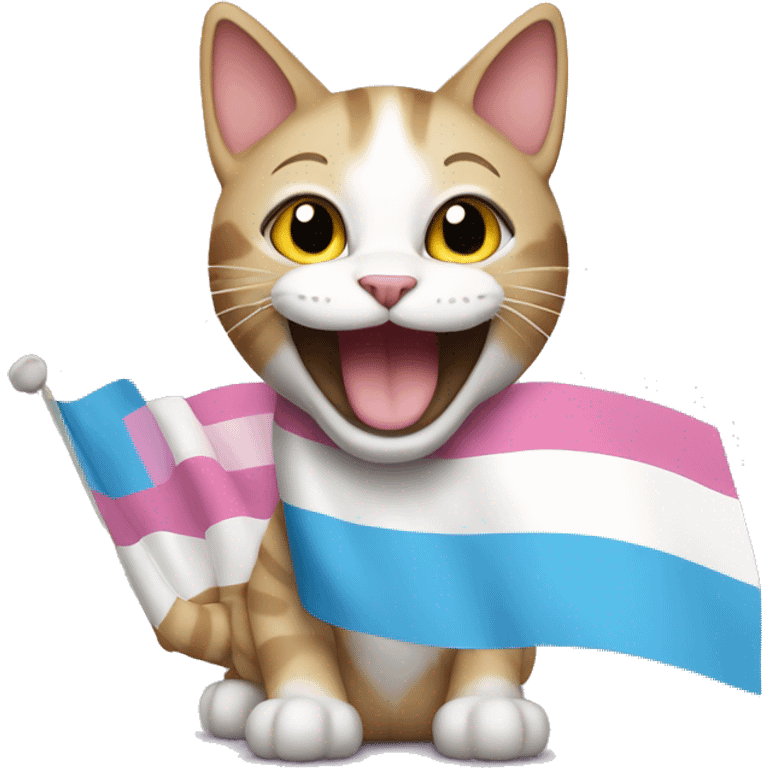 happy cat with a trans flag emoji