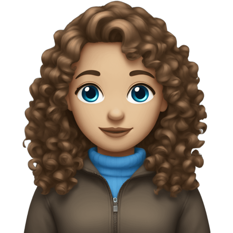 girl with curly brown hair and blue eyes  emoji