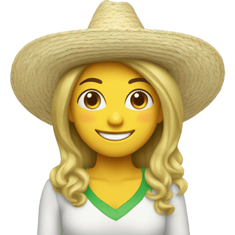 CHICA BLANCA FELIZ con sombrero verde emoji