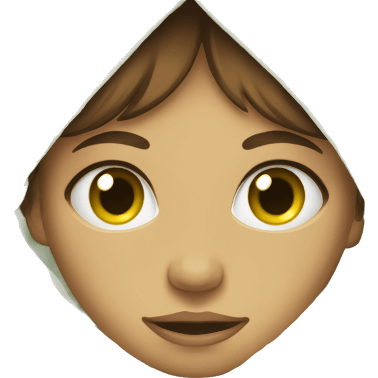 Girl with brown short hair with blanket covered over her green pretty eyes emoji