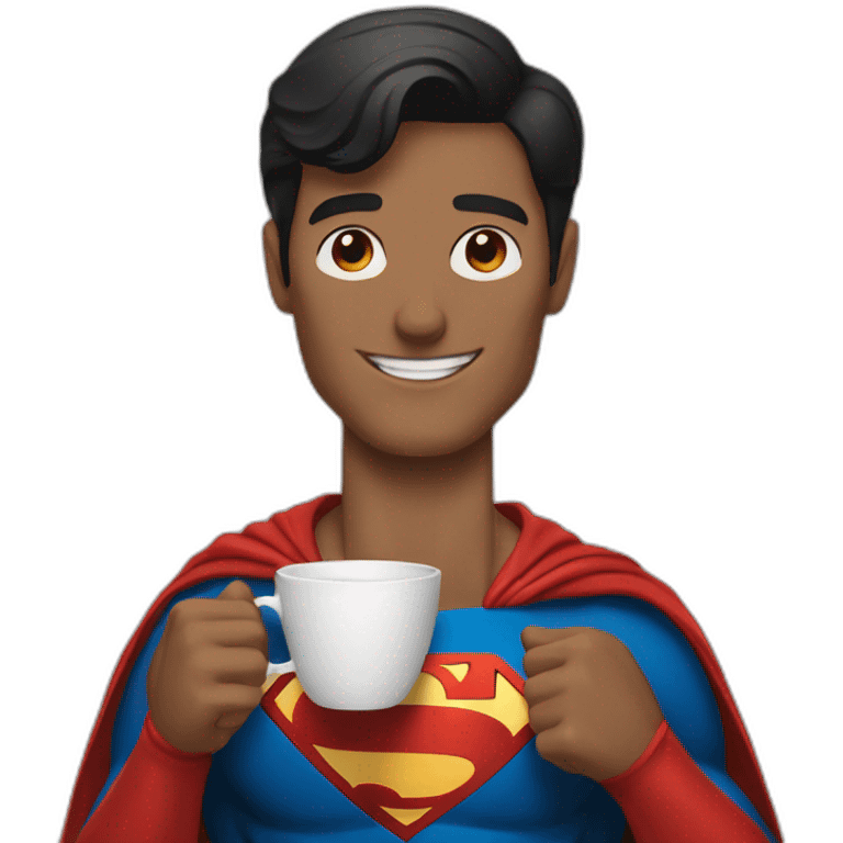 superman holding a cup of coffee emoji