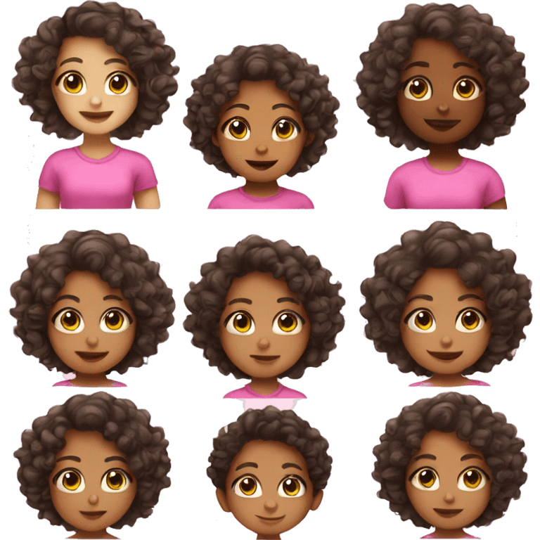 Cute mixed girl with curly hair in pink shirt emoji