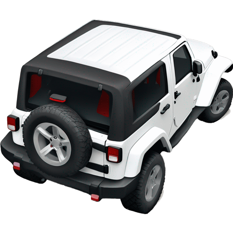 White Jeep Wrangler Rubicon with white roof and red rims  emoji