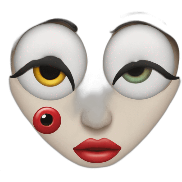 three eyeballs and red lips emoji