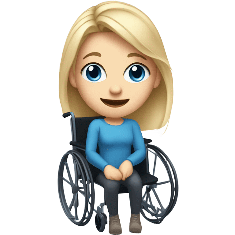 Screaming white girl with blonde hair and blue eyes in wheel chair taking selfies emoji