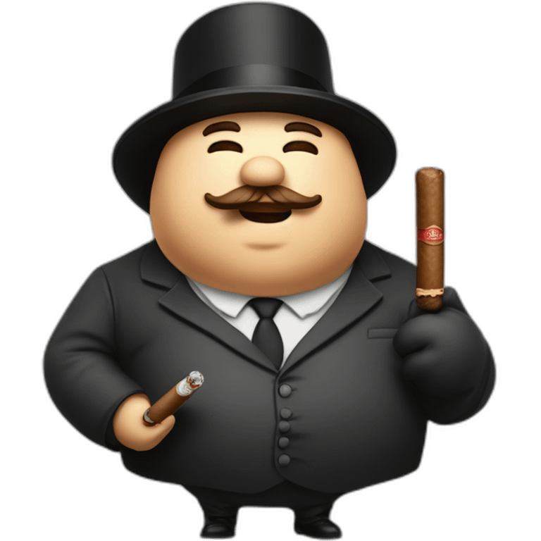 Fat man in porkpie hat holding a cigar emoji