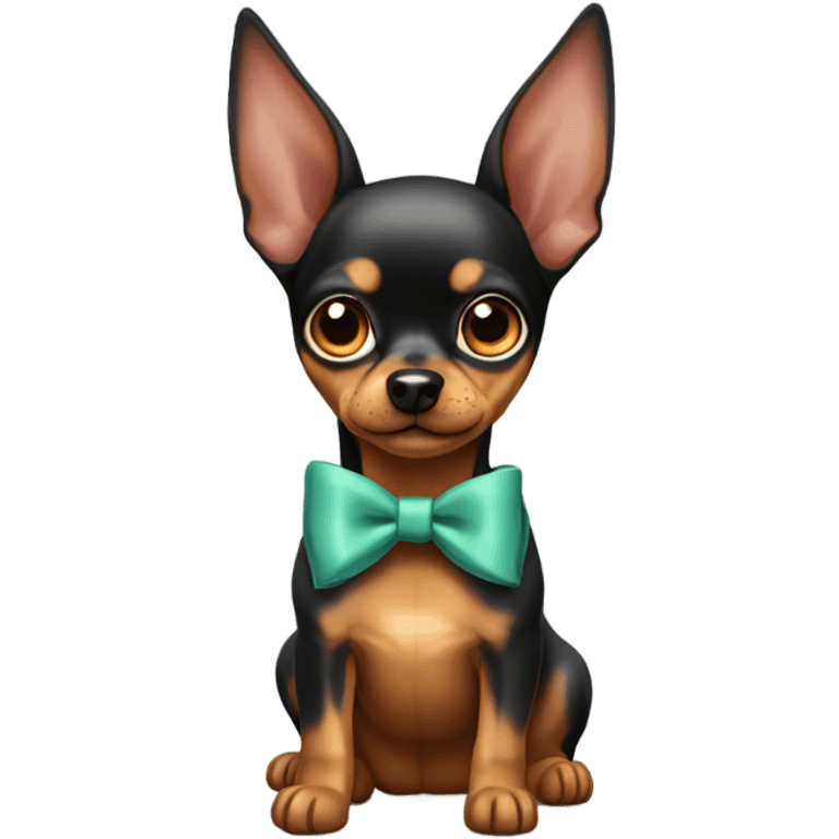 Cute minpin dog with bow on it  emoji