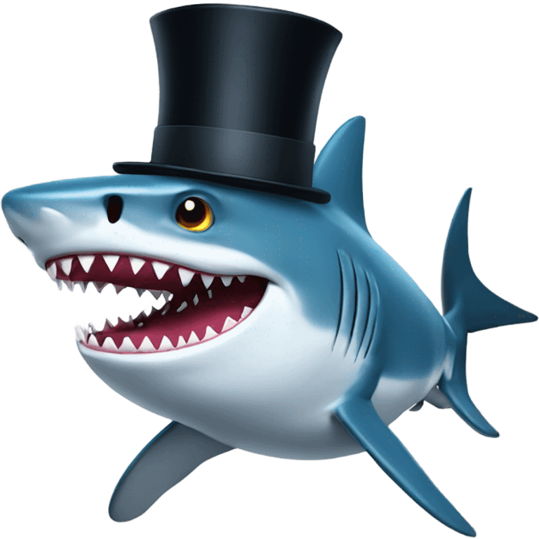 Shark with a top hat emoji