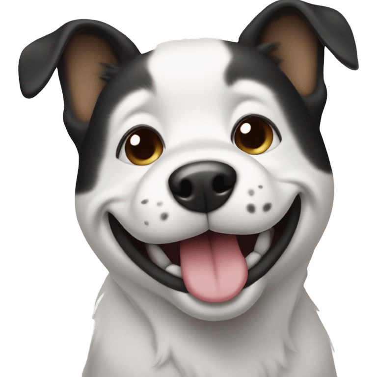 Black and white dog smiling emoji