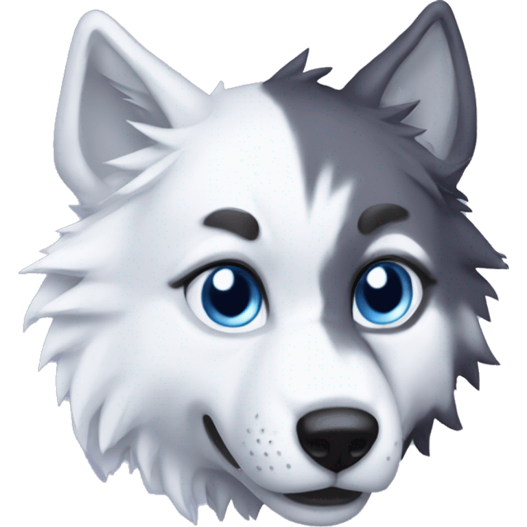 make me a blue and whit and purple wolf snow emoji